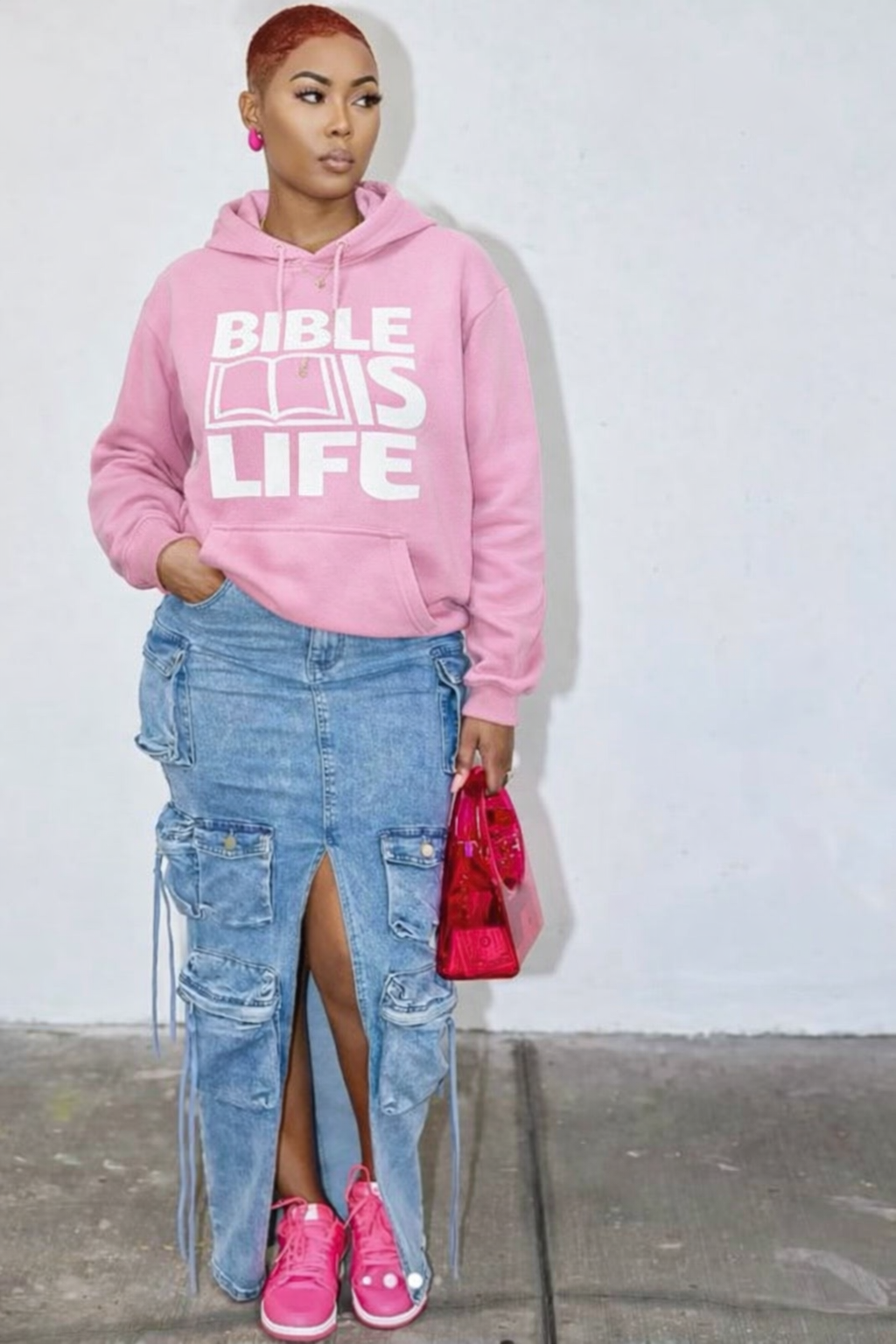 Pink Bible Is Life Dimensional ink Hoodie