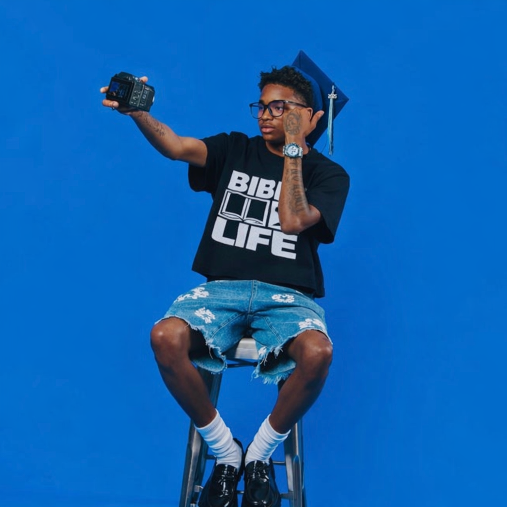 Bible Is Life Drop Shoulder Crop Tee w/ Dimensional ink